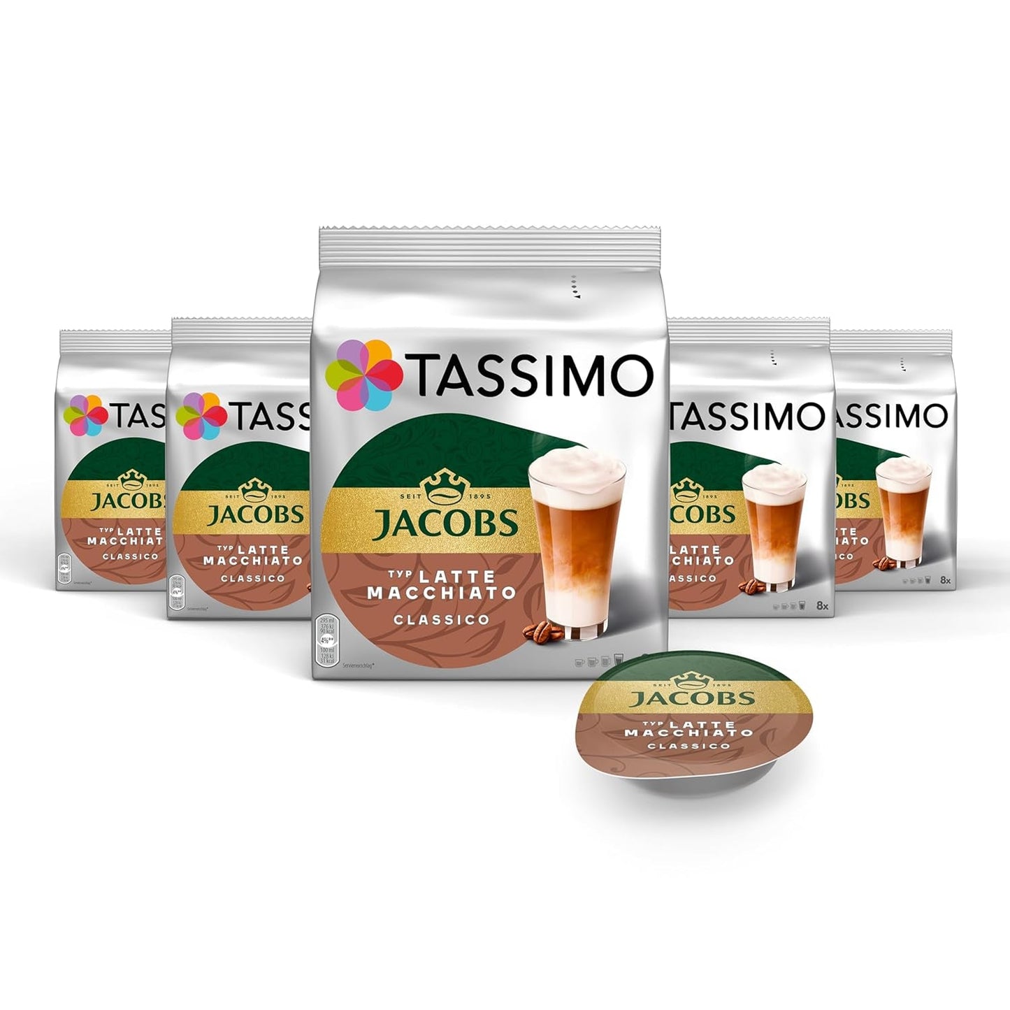Tassimo Kapseln Jacobs Type Latte Macchiato Classico, 5 x 8 Pads, 40 Kaffeekapseln