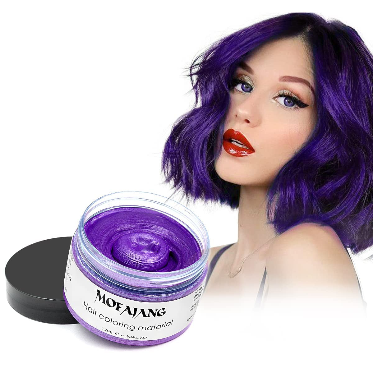 Temporäre Haarfarbe, 4,23 Unzen Farbwachs für Männer und Frauen, waschbare natürliche Farbpomade, sofortige Haarfarbe für Party, Cosplay, Halloween (rot) Naty Shop Lila Haarfarbe 120 g (1 Packung)