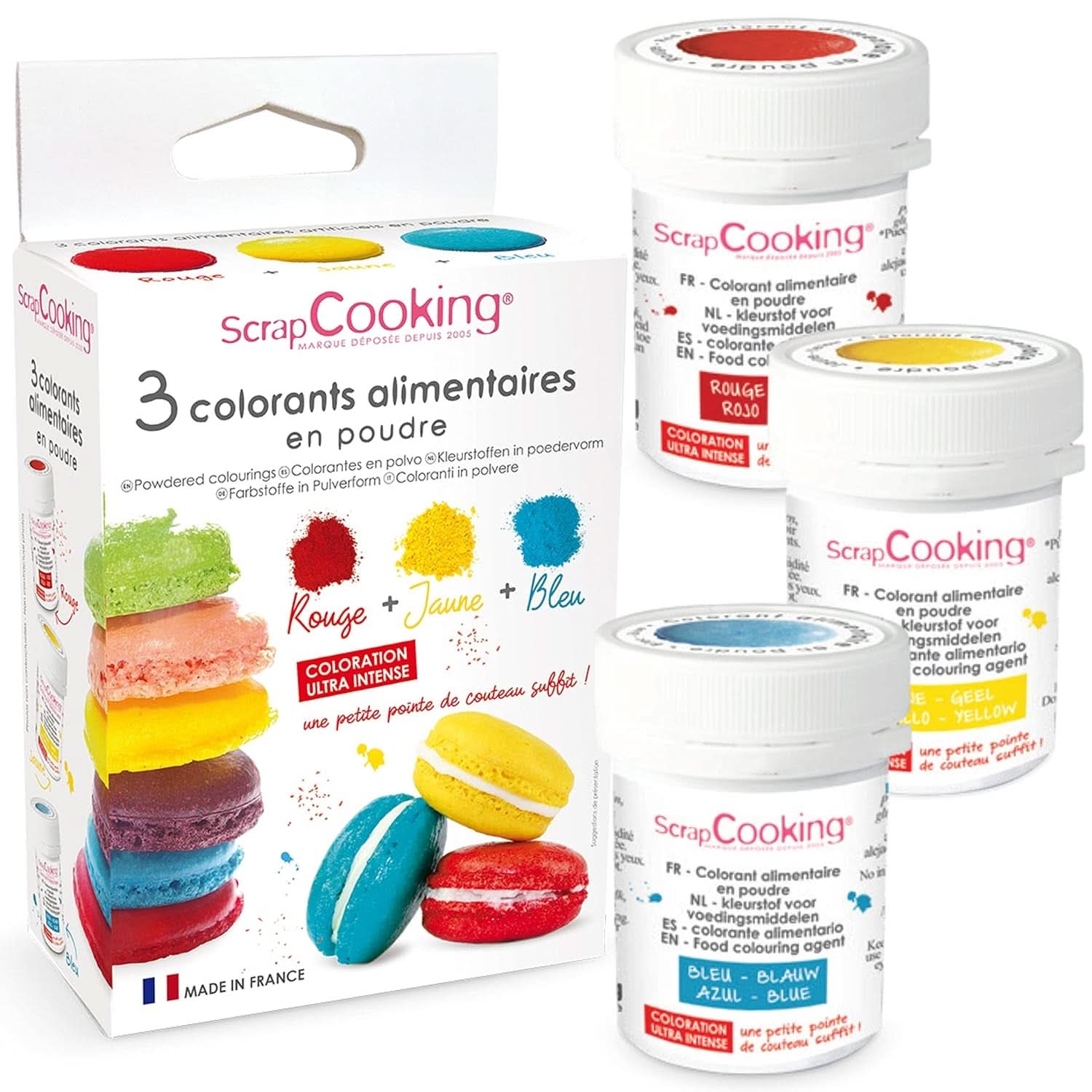 ScrapCooking, Set mit 3 Pulver-Lebensmittelfarben – Rot, Gelb, Blau, 3 x 5 Gramm Naty Shop 15 Gramm (Set mit 3 Stück)