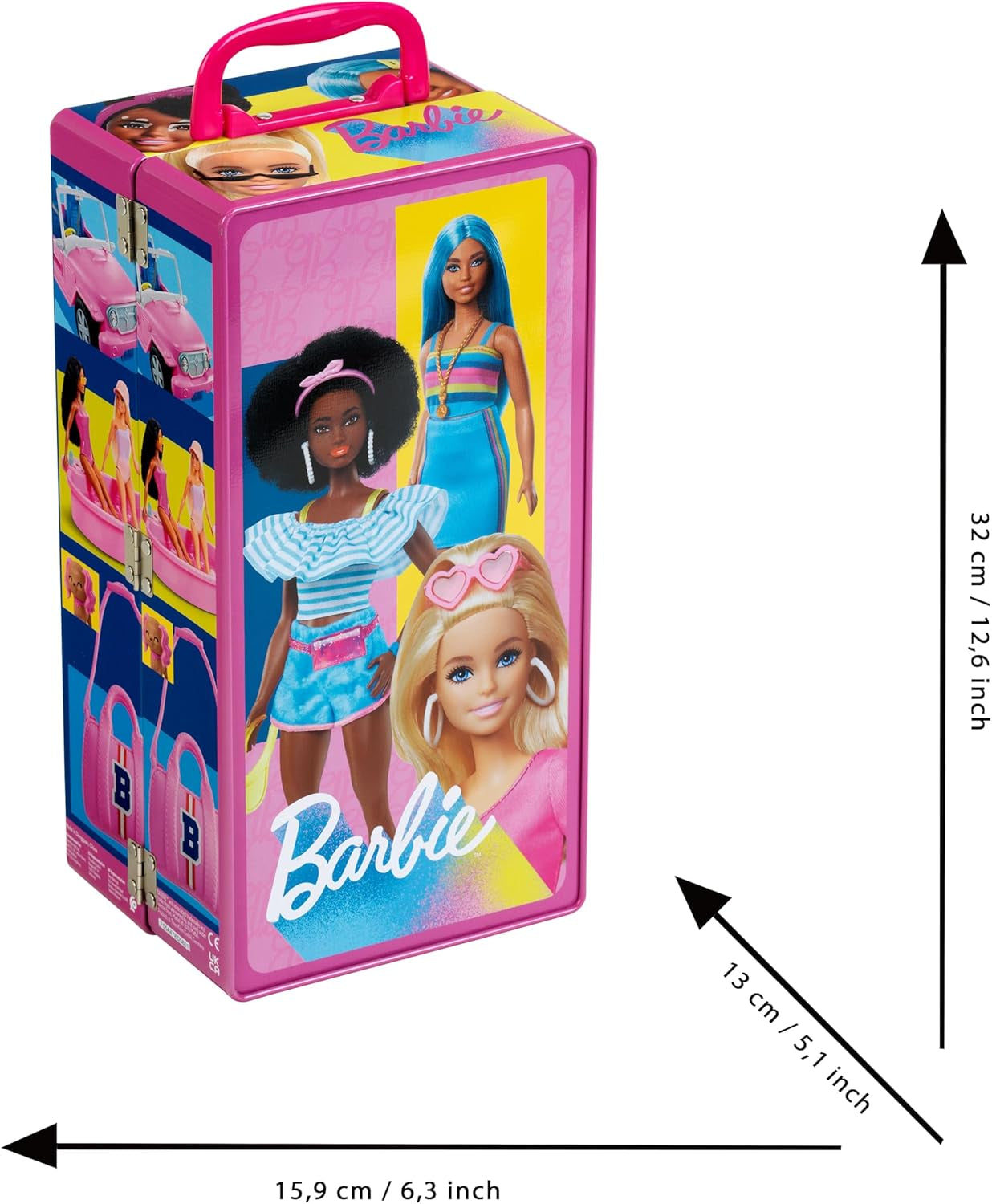 Theo Klein 5801 Barbie-Kleiderschrank mit Kleiderstangen und Fächern, Spielzeug für Kinder ab 3 Jahren, inklusive Zubehör, mehrfarbig