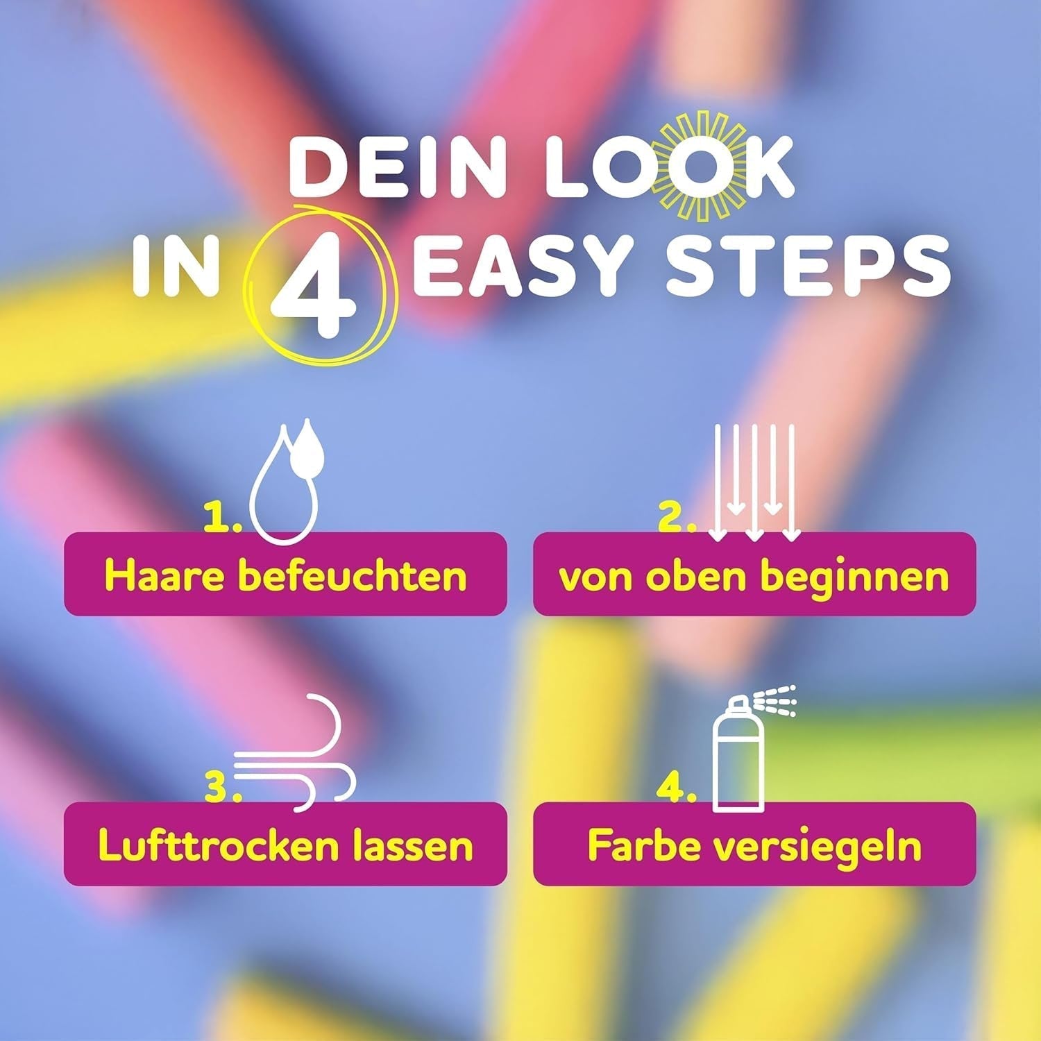 Lebendiges 12-Farben-Haarfärbestift-Set (Wagen) - einfach zu verwenden - auswaschbar - temporäre Haarfärbung - auch für dunkle Haarfarben - als Geschenk Halloween Karneval Geburtstag Weihnachten Haarfärbemittel Naty Shop