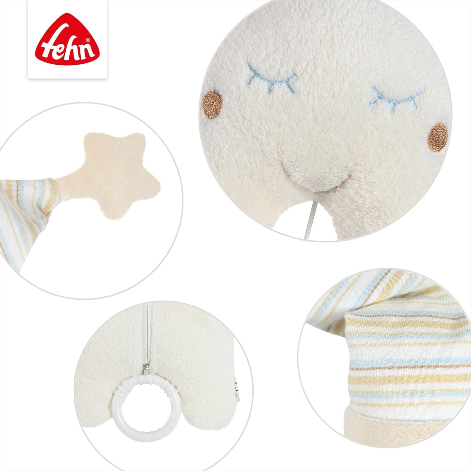 Fehn Spieluhr Baby Einschlafhilfe Stern – Spieluhr mit abnehmbarem Spielwerk zum Aufhängen – Einschlafhilfe Lied „Weißt du wieviel Sternlein stehen“ – Spielzeug für Babys und Kinder ab 0+ Monaten Toys Bebe Naty Shop