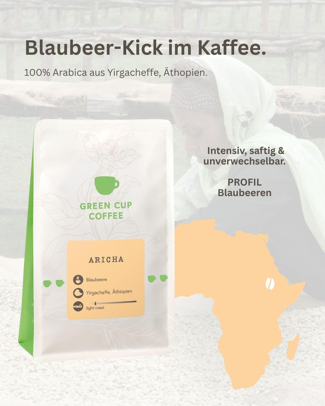 Kaffee - Aricha I 100% Arabica I Kaffeebohnen 250g I Ideal für Kaffeevollautomaten, Filterkaffee und French Press mit fruchtigen Aromen I helle Röstung