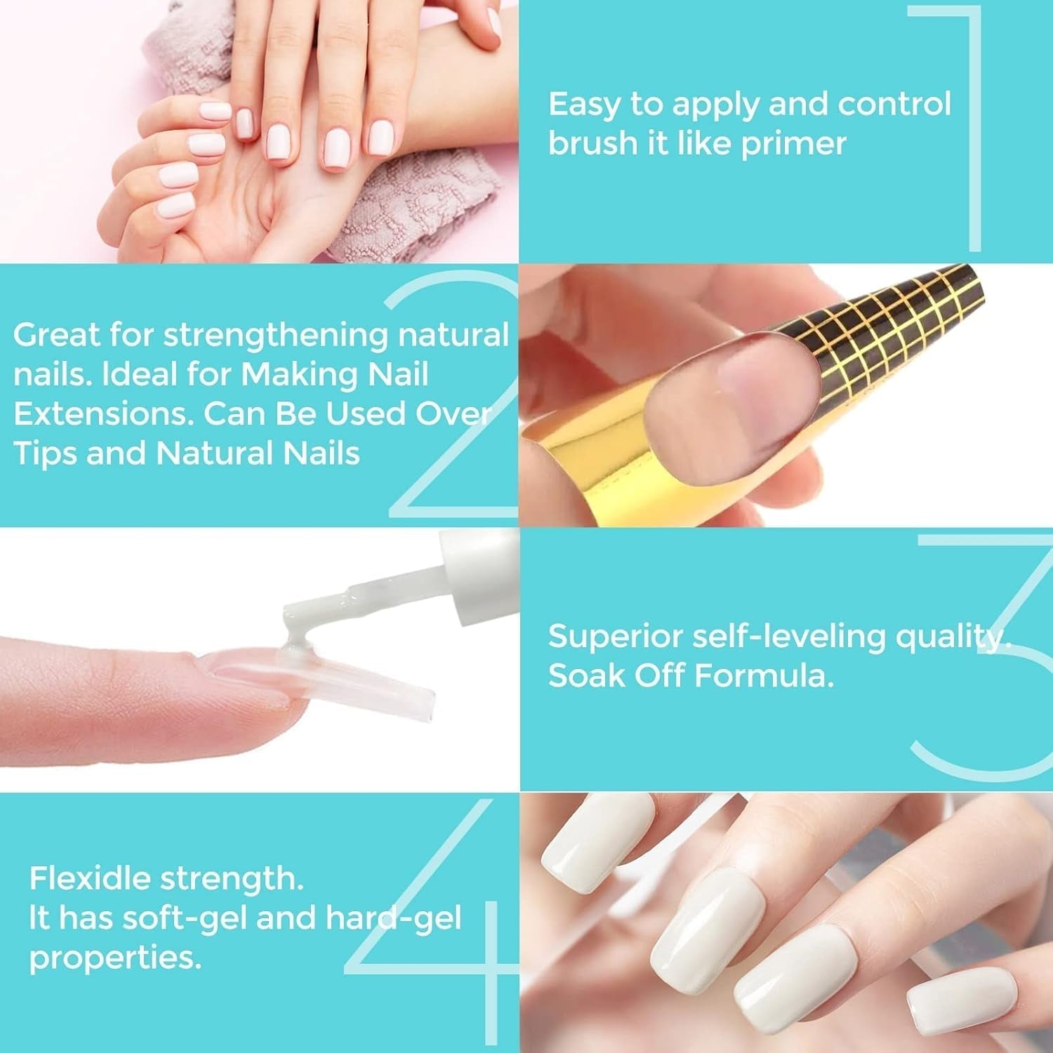 Builder 5 in 1 Aufbaugel 15 ml, Nagelaufbaugel, Nagelaufbaugel, UV/LED-Nagelverlängerungs-Nagellack, Verlängerungen, Nagelkunst, Aufkleber, Gel, Nagelaufbaugel (weiß)