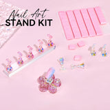 Makartt Acryl-Nagelhalter, magnetischer Nagelhalter, Nagelhalter, transparenter rosa Nagelhalter mit 48 Stück Klebemasse