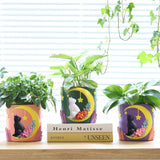GUGUGO Niedliche Mondkatzen-Blumentöpfe, einzigartiger Blumentopf mit Drainage, Regenbogenfarben, kleine Zimmerpflanzentöpfe, lustige Sukkulenten-Gartentöpfe, Geschenk, Heimdekoration (C)