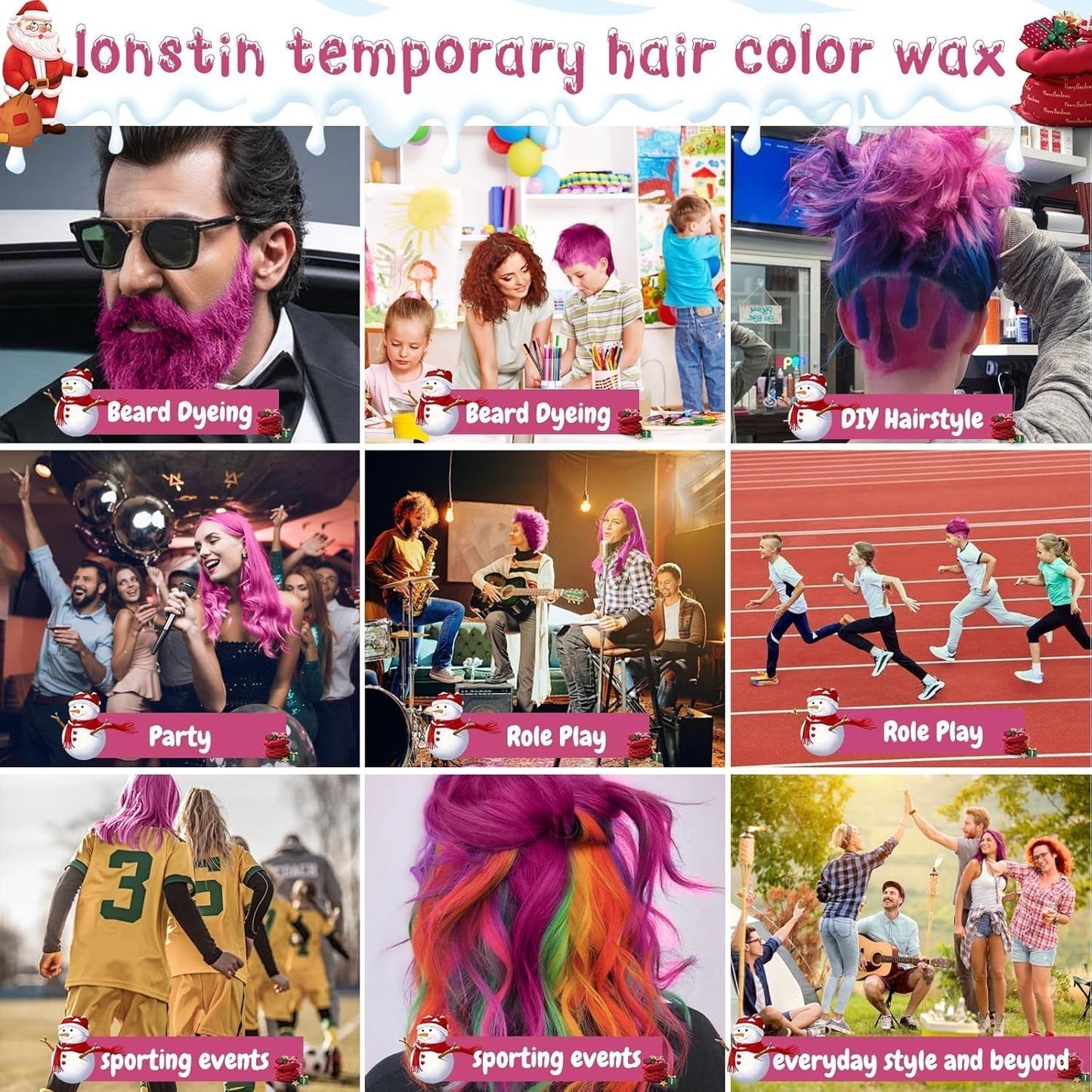 Waschbare rosa temporäre Haarfarbe, temporäre Haarwachsfarbe, natürliche Frisur, Pomade, waschbare Haarfarbe für Männer, Frauen, Party, Cosplay, Halloween, Weihnachten, Haarfarbe, Naty Shop
