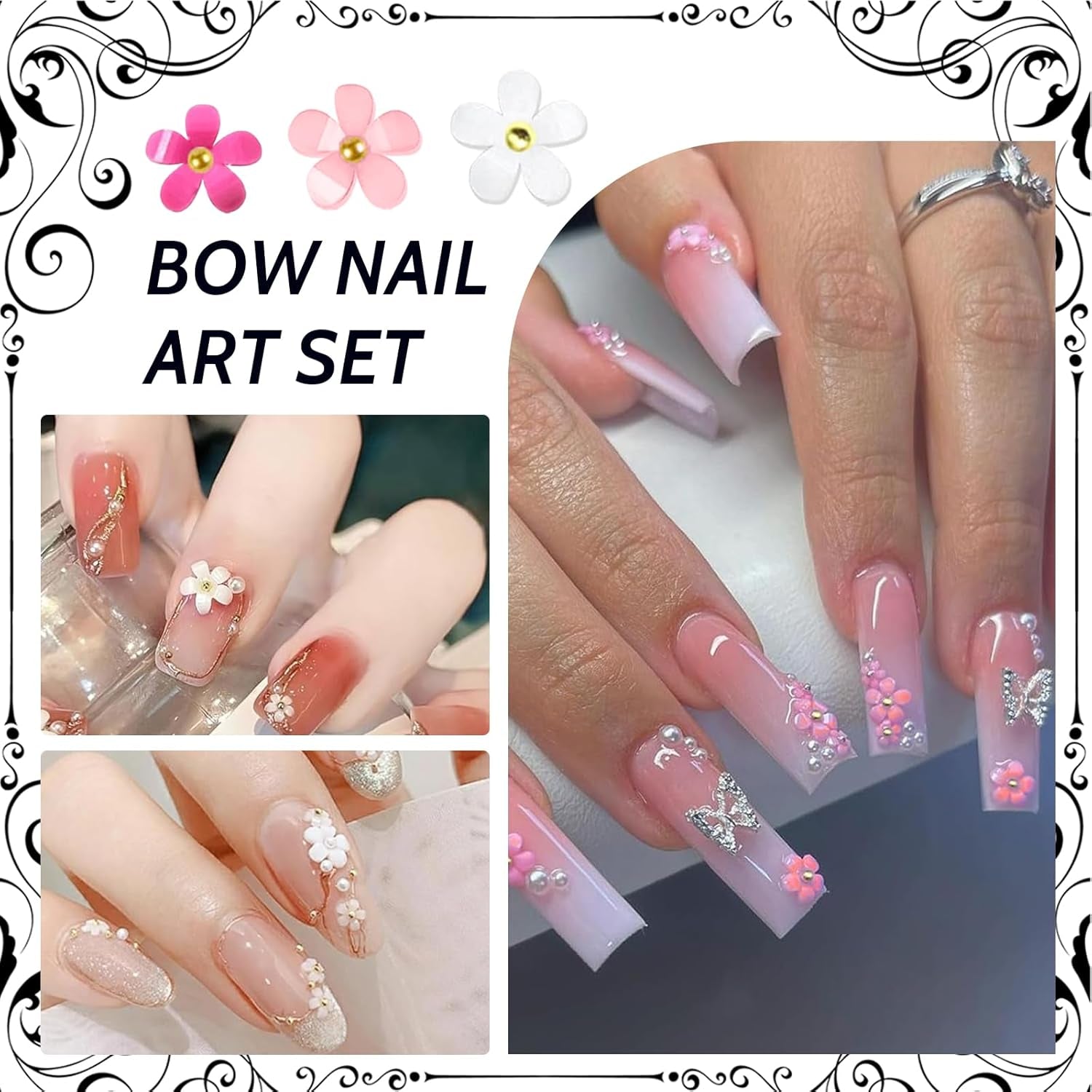 1 Karton Nail Art Charms, 3D Flowers Nagelkunst Charms, Acryl Blumen Nagel Strass Mit Ornamenten, Nagel Edelsteine, Nagel Zubehör Für Mädchen, Nagelkunst Dekoration, DIY Handwerk Nagel Design