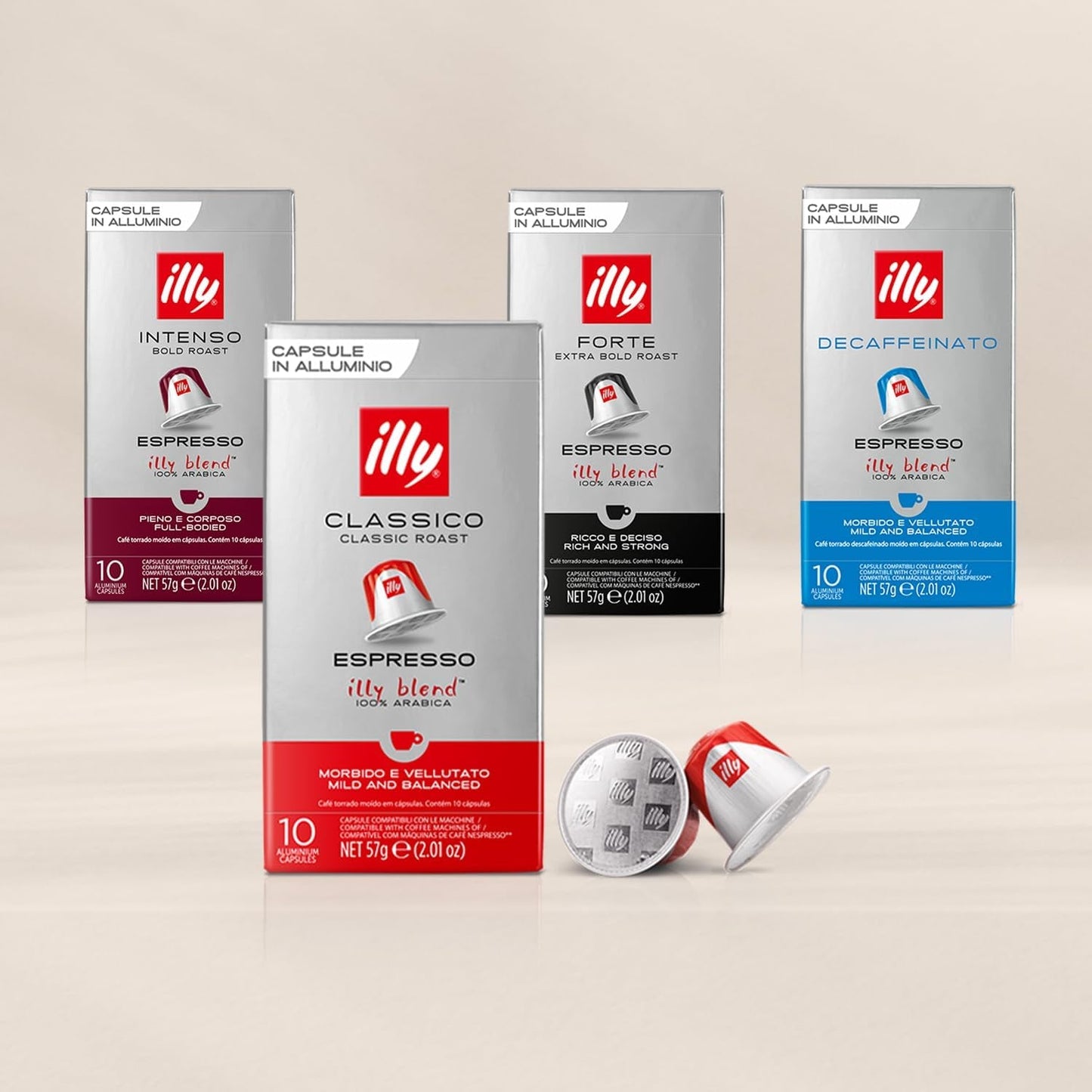 illy, Kompatible Aluminium-Kaffeekapseln CLASSICO, 100 % Arabica mit Noten von Orangenblüten und Jasmin, süßer Geschmack und süßer Nachgeschmack, 10 Packungen à 10 Kapseln (insgesamt 100)