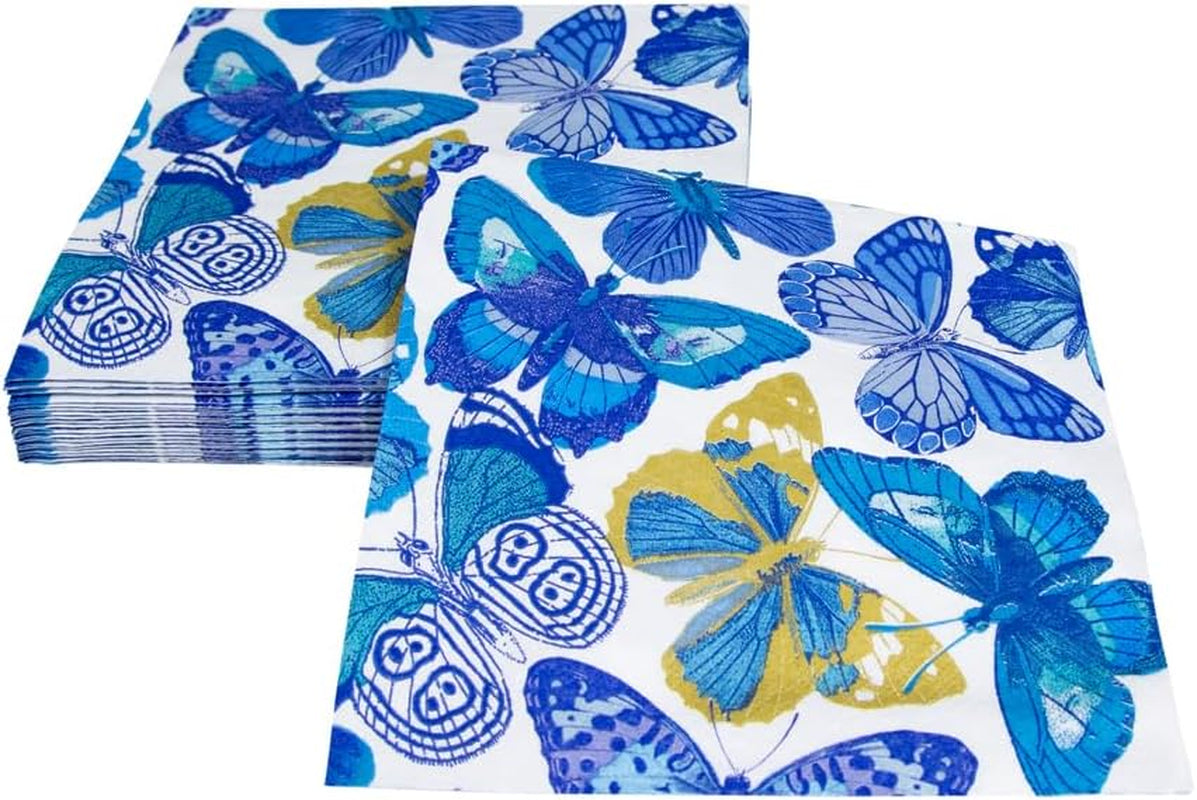 Schmetterlingsservietten, blau, 20 Stück pro Packung