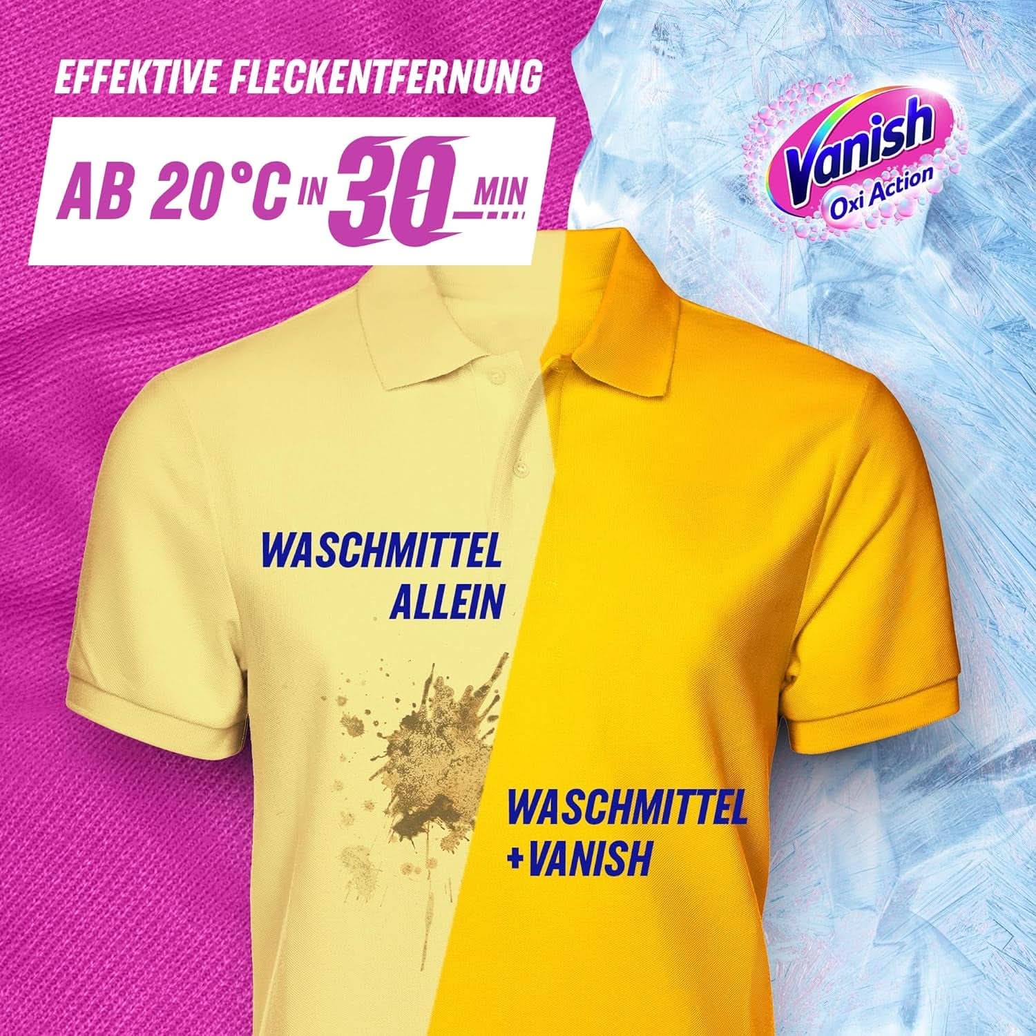 Vanish Oxi Action Powder Pink – 1,125 kg – chlorfreies Fleckenentfernungs- und Wäscheverbesserungspulver – für farbige Wäsche. Waschmittel Naty Shop