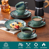 Vancasso Steingut-Kaffeeservice STARRY, 12-teiliges Kaffeeset für 4 Personen, inklusive Kaffeetassen und Untertassen im Vintage-Look