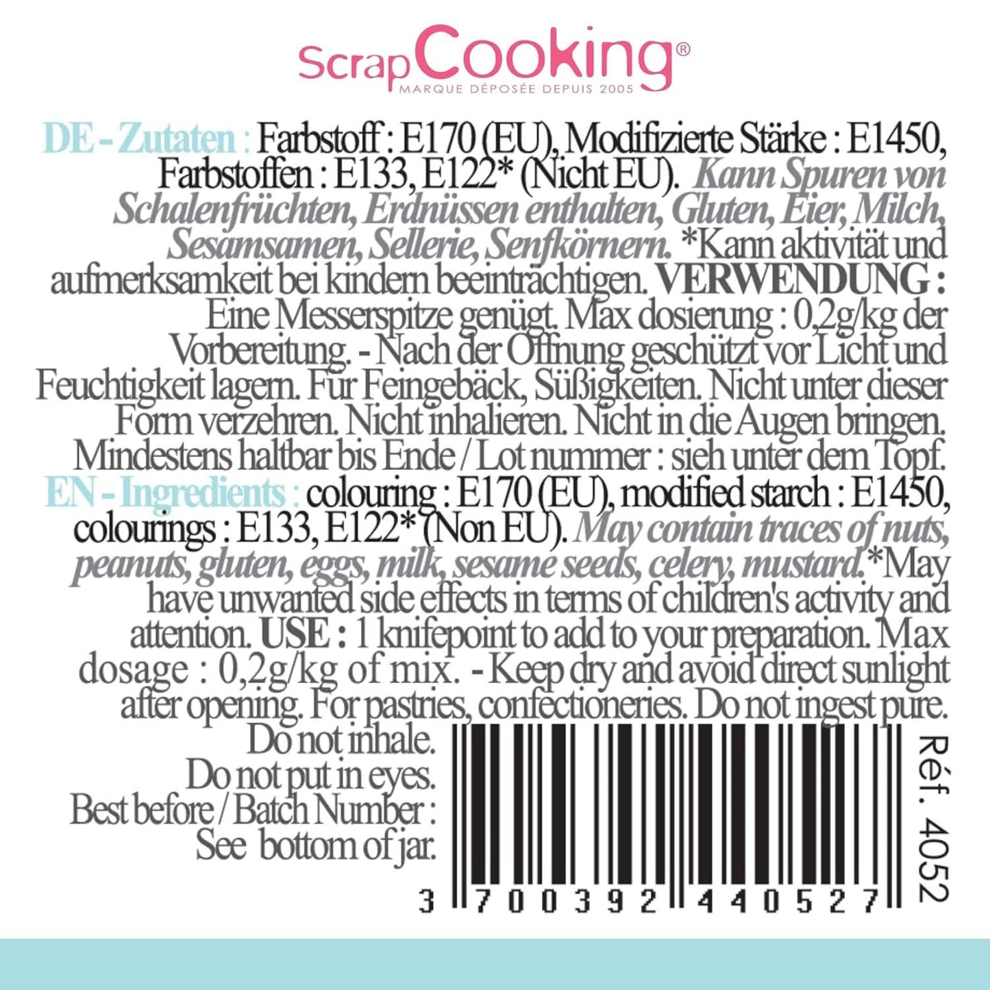 Scrapcooking, Lebensmittelfarbpulver, Pastellblau, 5 Gramm Naty Shop