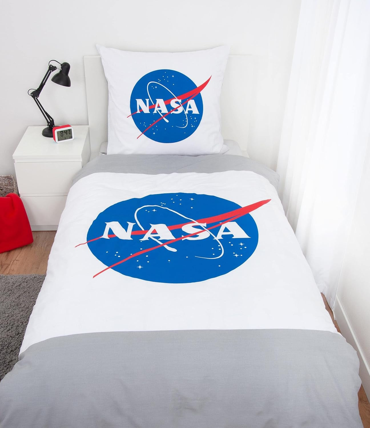 NASA-Bettwäscheset, Baumwolle/verstärkt, grau/weiß Bettwäsche – Kinder Naty Shop