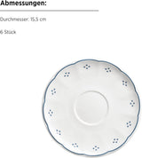 Mäser Lova Serie 18-teiliges Kaffeeservice aus Porzellan – 6 Dessertteller (19,5 cm), 6 Tassen (19 cl) und 6 Untertassen (15,5 cm), Blau