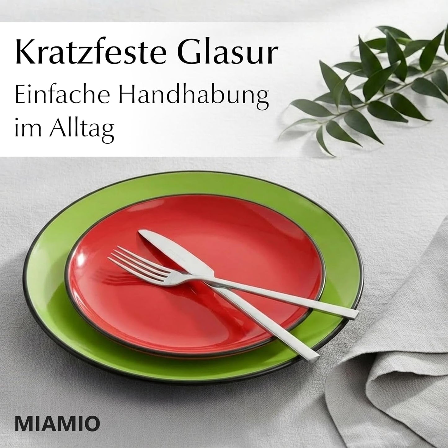MIAMIO – Set mit 6 Tellern/Speisetellern aus Keramiksteinzeug – Le Papillon-Kollektion (bunt, kleine Teller (6x))