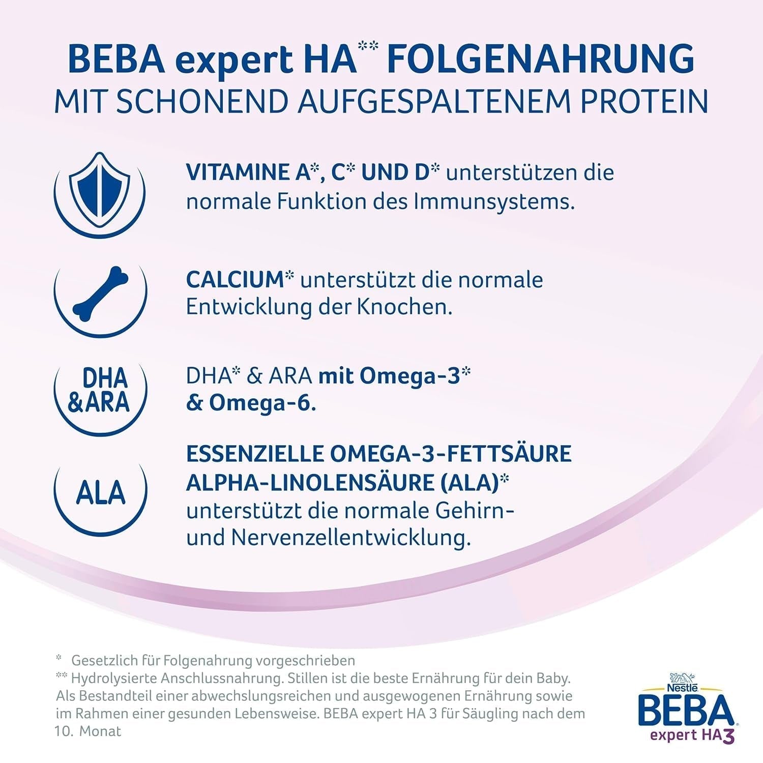 BEBA Expert HA 2 Folgemilch nach 6 Monaten, Babynahrung mit hydrolysiertem Protein, nur Laktose, palmölfrei, 6er Pack (6 x 550 g) Naty Shop