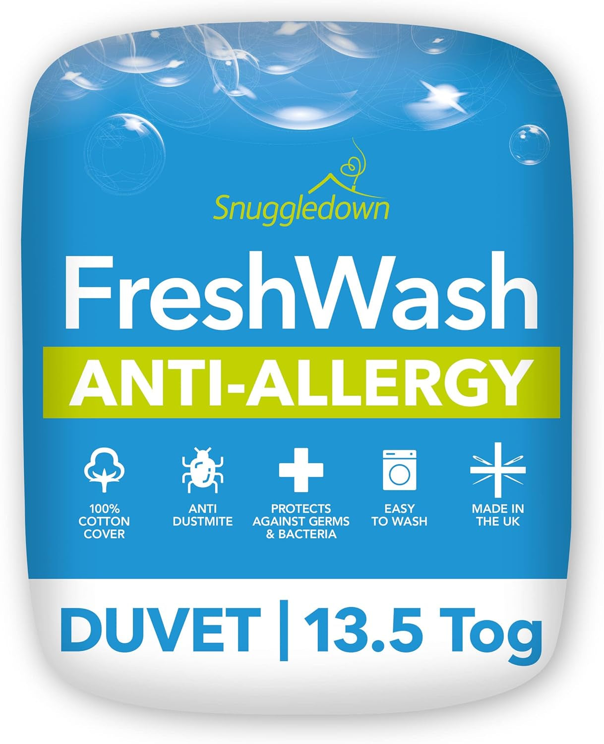 Allergikerdecke Snuggledown Freshwash, 13,5 Tog Winter Warm, Baumwolle, weiß, Einzelbett Bettdecken und Steppdecken Naty Shop 10 x 225 x 220 cm 13,5 Tog