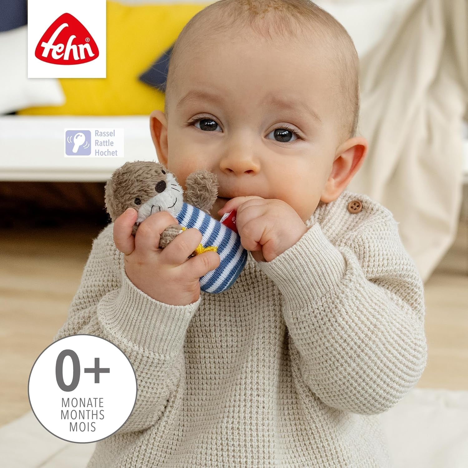 Fehn Mini-Rasselotter – Mini-Greifling zum Rasseln, Tasten und Spielen mit kuschelweichem Stofftier – ein treuer Begleiter für Babys und Kleinkinder ab 0 Monaten. Babyspielzeug Naty Shop