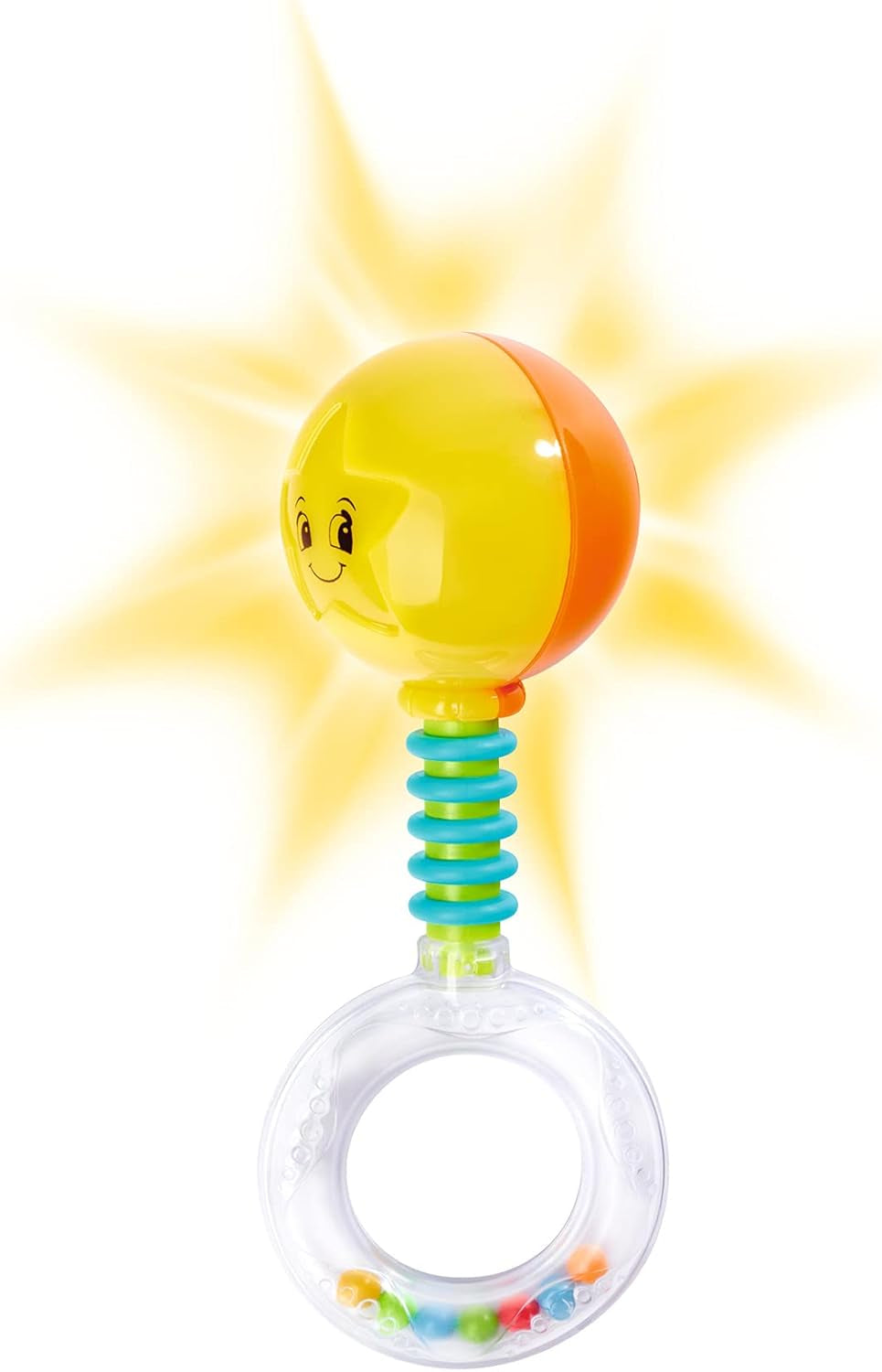 Simba 104010060 – Rassel ABC leuchtend, leuchtet beim Schütteln, 14 cm, Spielzeug für Babys, Rassel für Babys, Erstausstattung, ab 3 Monaten, gelb Jucarii Bebe Naty Shop