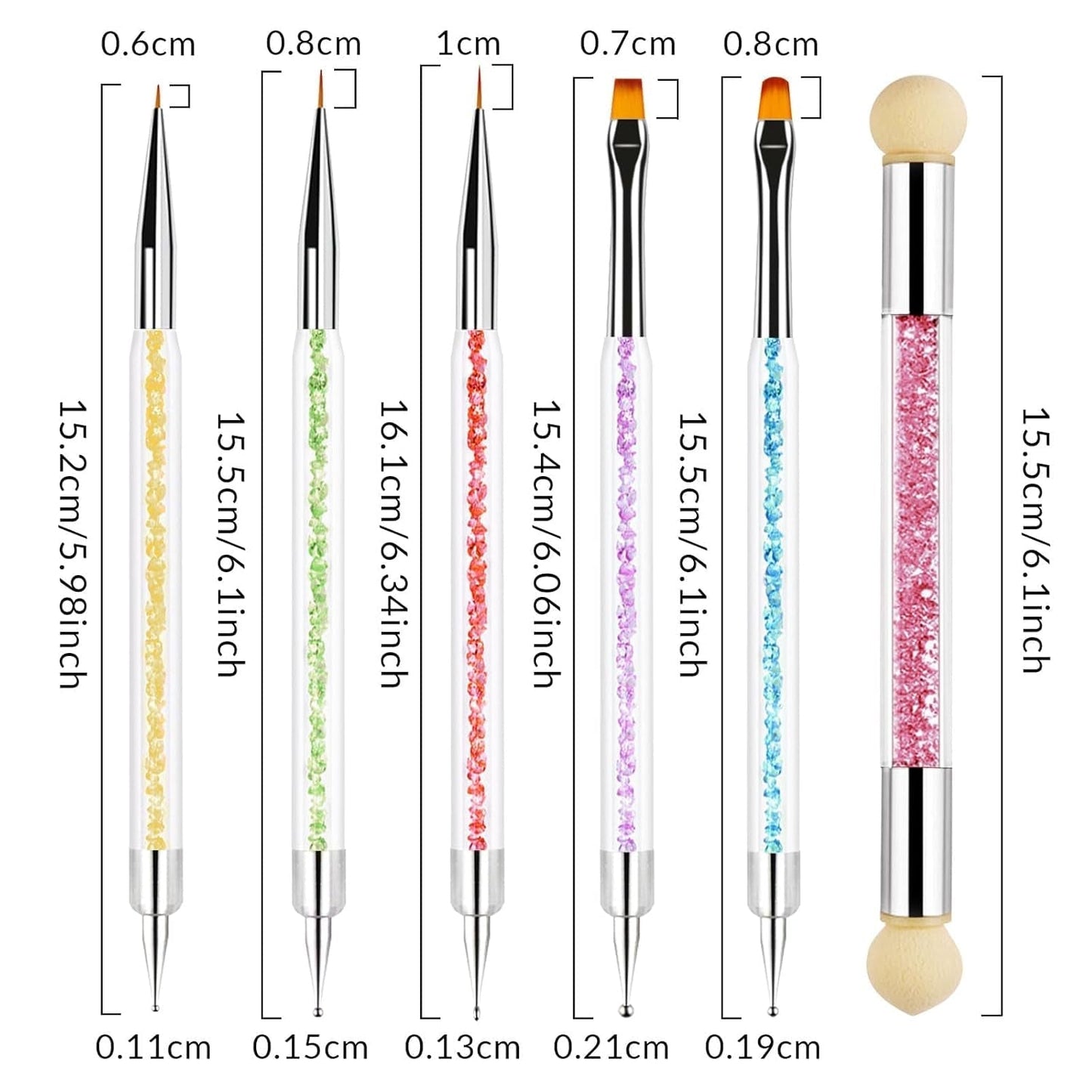 Sularpek 6 Stück Nagel Pinsel, Nail Art Pinsel, Pinsel Nageldesign, Nagel Pinsel Set, Nail Art Dotting Tools Mit 1 Schwammpinsel Applikator, Nageldesign Zubehör Für DIY Nail Art Design