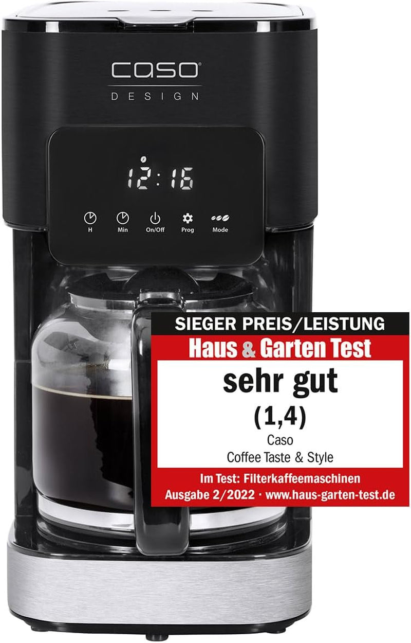 CASO Coffee Taste and Style Espressomaschine mit Permanentfilter, 1,5 l, optimale Brühtemperatur 92-96 °C, Anti-Tropf-System, optimierter Brühkopf, Edelstahl, 12 Tassen
