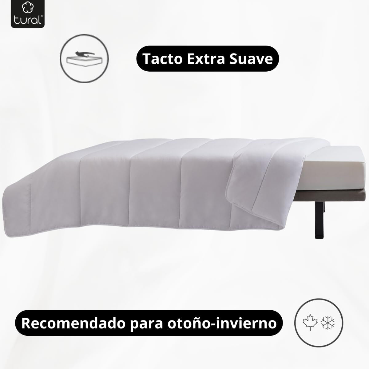 Tural – Steppdecke 150 x 220 cm mit Aloe Vera-Behandlung, Faserfüllung 300 g/m², weich, atmungsaktiv, Öko-Tex-zertifiziert (weiß, Bett 90 cm) Steppdecken und Steppdecken Naty Shop
