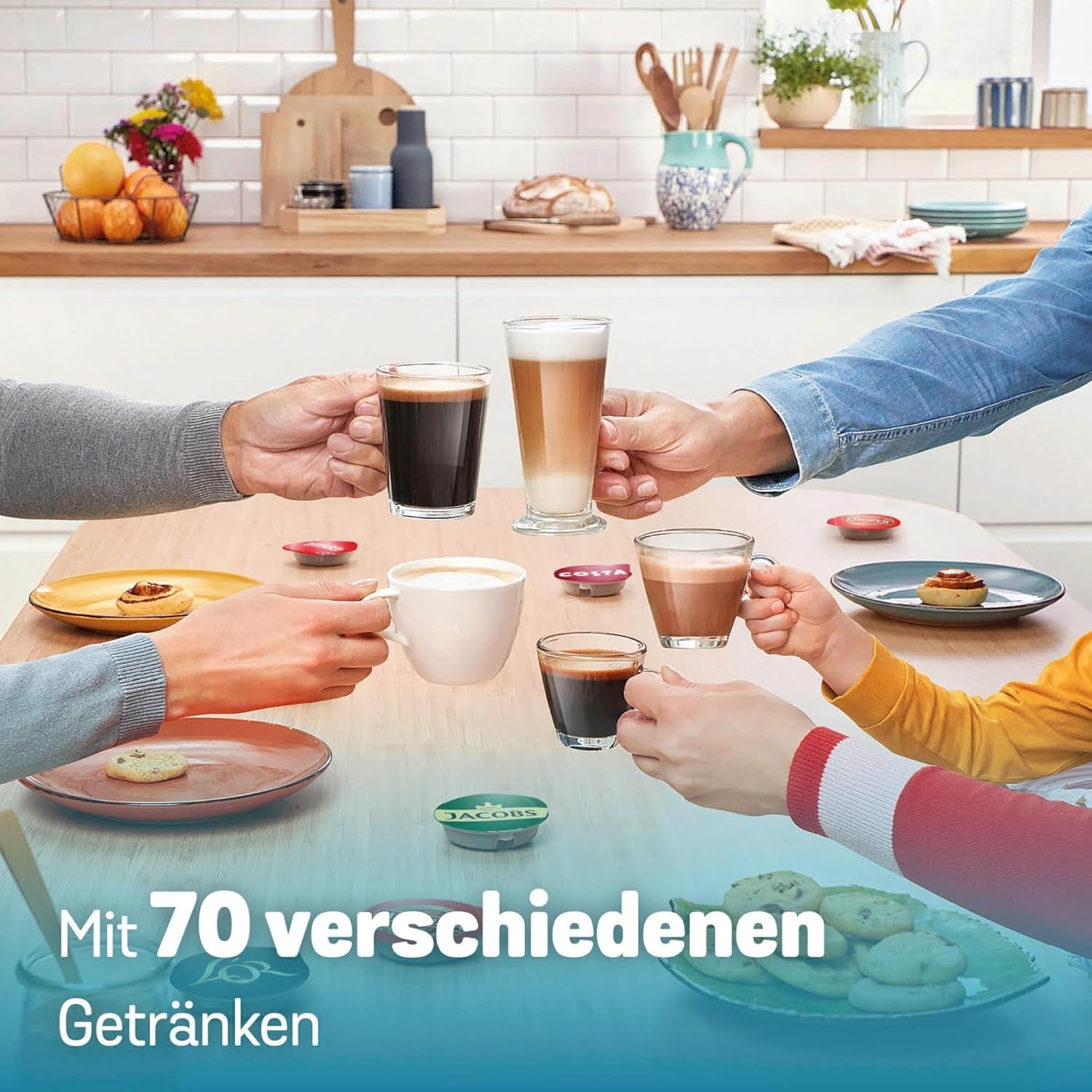 Bosch Tassimo finesse TAS162E Kapsel-Espressomaschine, 70 Getränke, intensiverer Kaffee auf Knopfdruck, automatische Abschaltung, nachhaltig, perfekte Dosierung, 1400 W, schwarz/schwarz