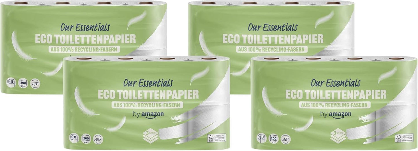 Von Amazon Toilettenpapier, 3 Schichten, 10 Rollen (10 Rollen, 1 Packung), 200 Blatt pro Rolle, FSC-zertifiziert