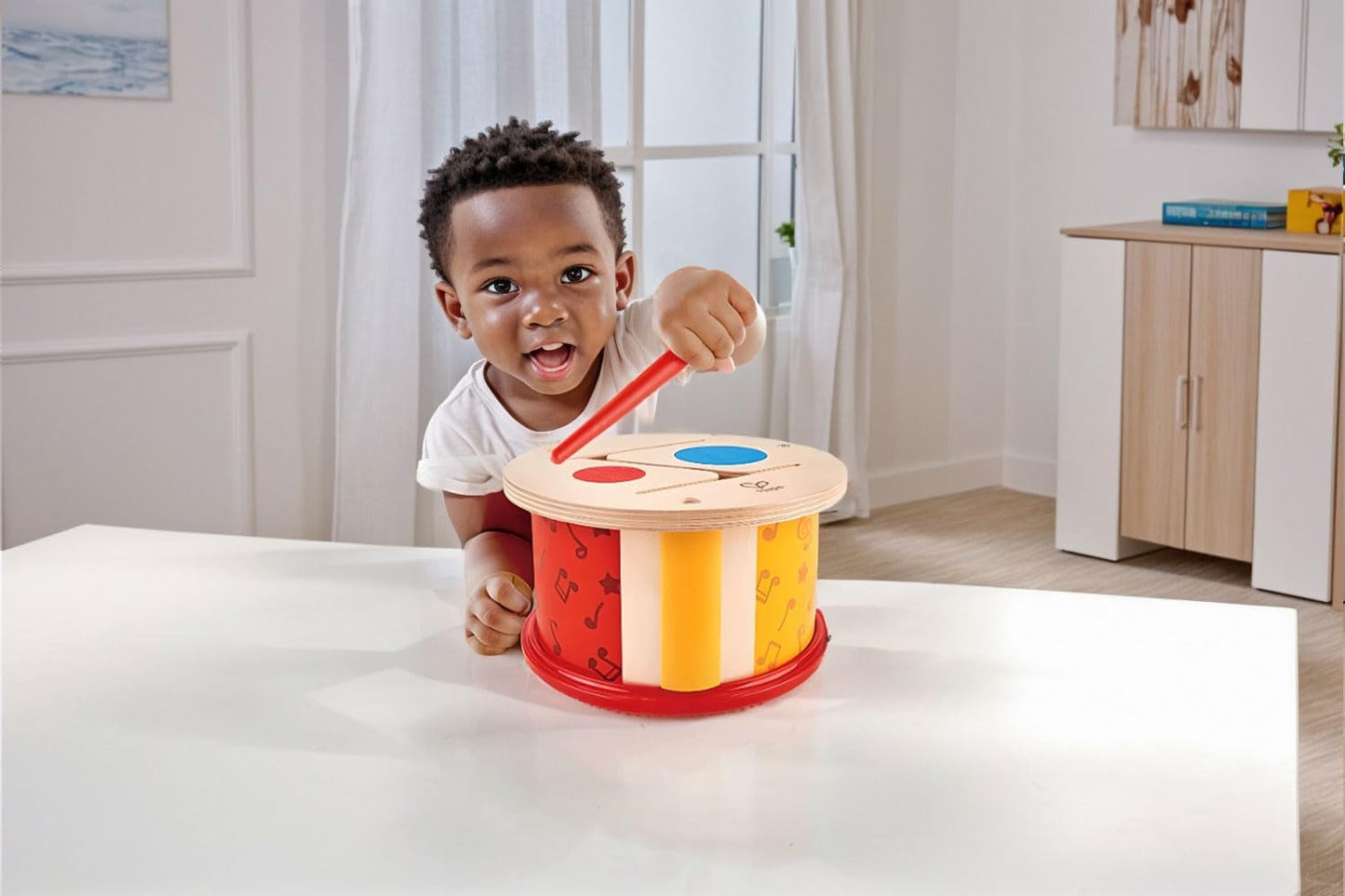 Hape doppelseitige Holztrommel | Musikspielzeug für Kleinkinder Jucarii Bebe Naty Shop