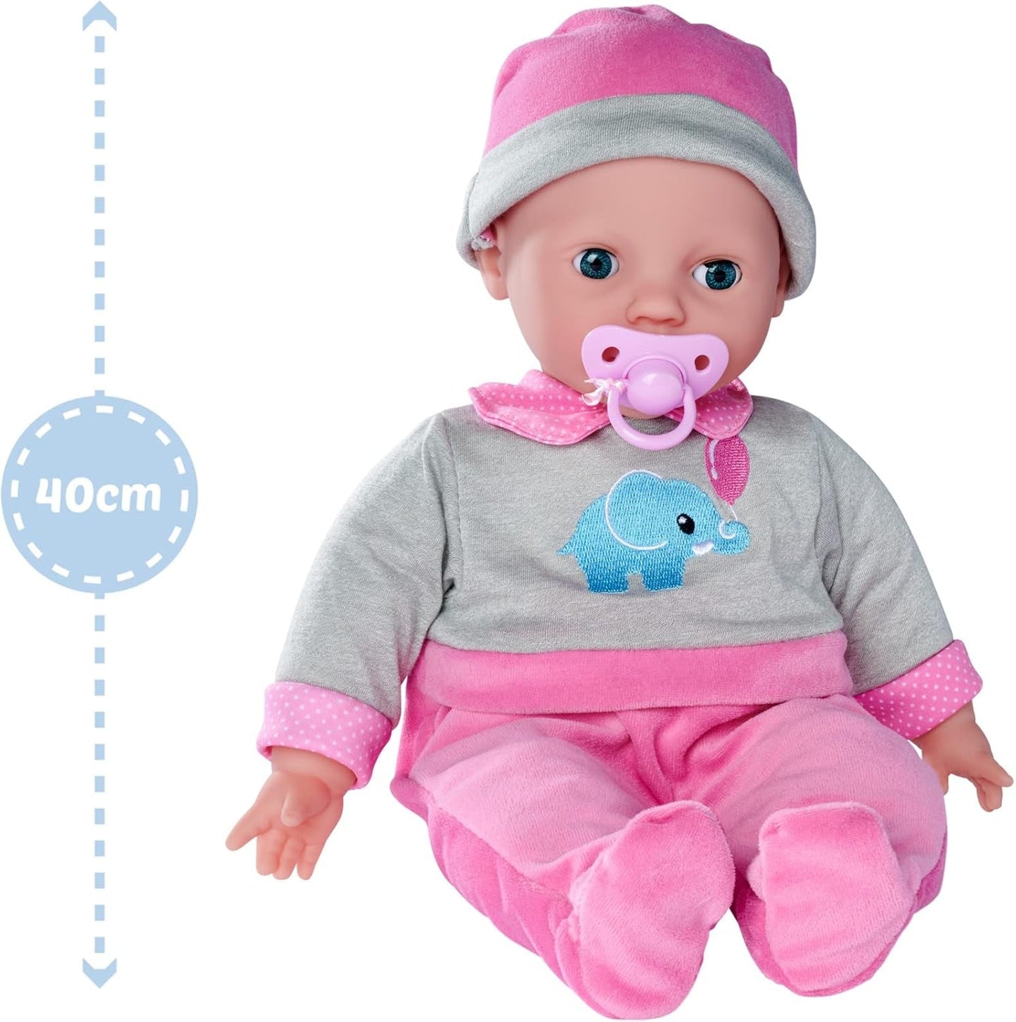 Simba 105140066 – Laura Interactive, Weichkörperpuppe mit Schlafaugen, plappert bei Bewegung, trinkt aus einer Flasche und schläft ein, 40 cm, Babypuppe für Kinder ab 2 Jahren