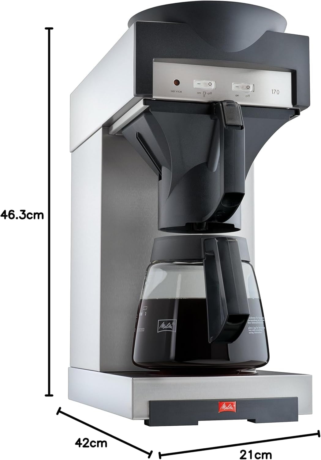 Professionelle Espressomaschine mit Filter 170 M, mit Stauraum für Glaskaraffe