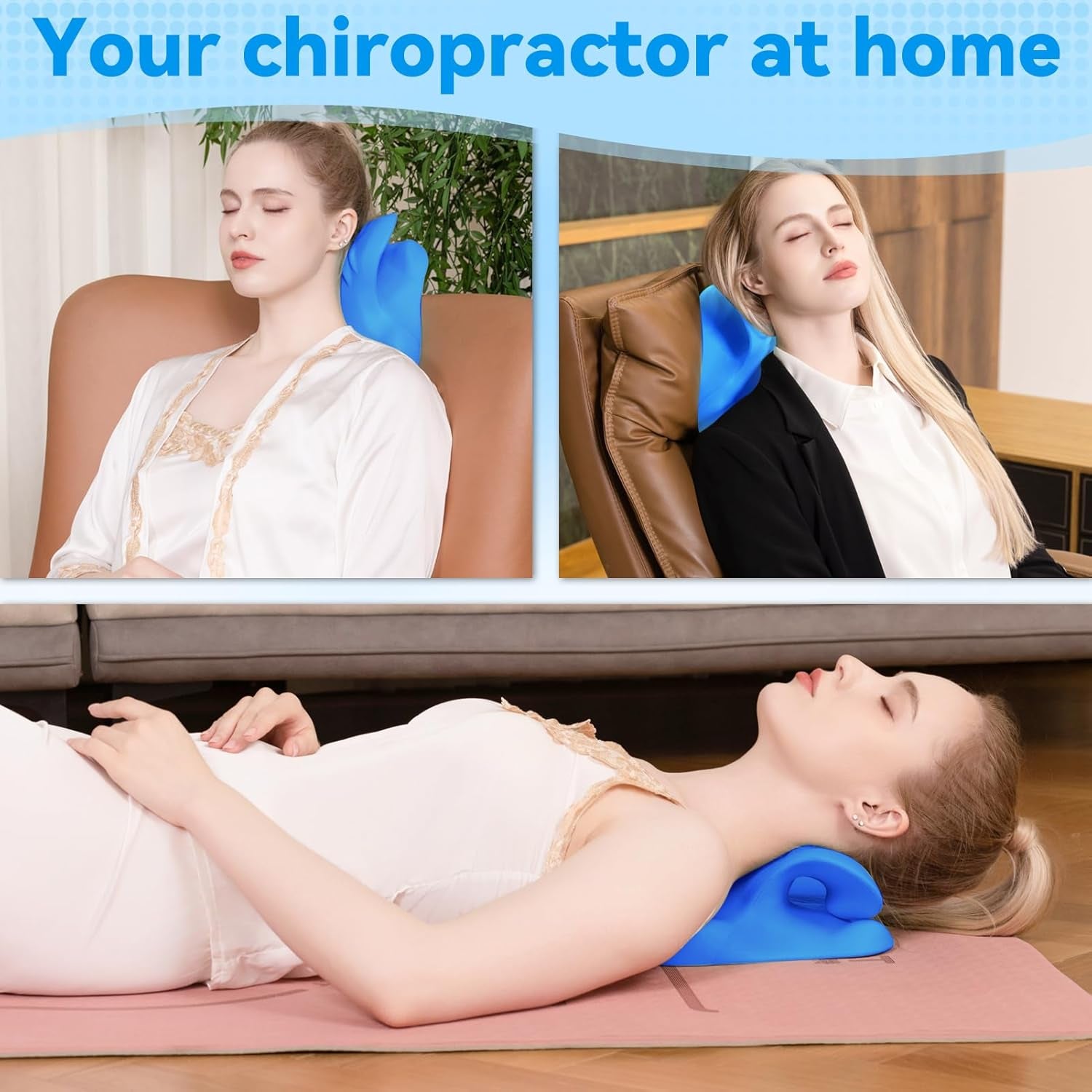 Nackendehner 2.0, Cloudy Neck Lefaya Nackendehner Orthopädischer Testsieger Nackendehner zur Linderung von Nackenschmerzen Premium Nackenbuckel Nackenwolke korrigiert die Körperhaltung (blau) Zervikale orthopädische Kissen Naty Shop