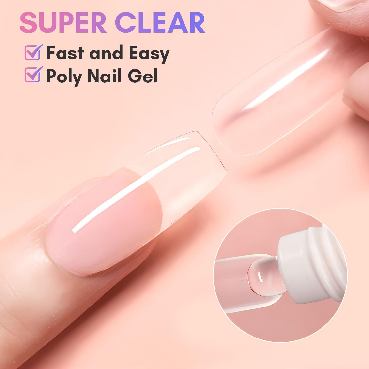 Makartt Poly Nail Extension Gel - 50 ML Extension Builder Acryl Poly Nägel Aufbaugel Extender Gel Für Gelnägel Für Nagelverlängerung, Nagelstärkung, Nail Art Dekoration (Transparent)