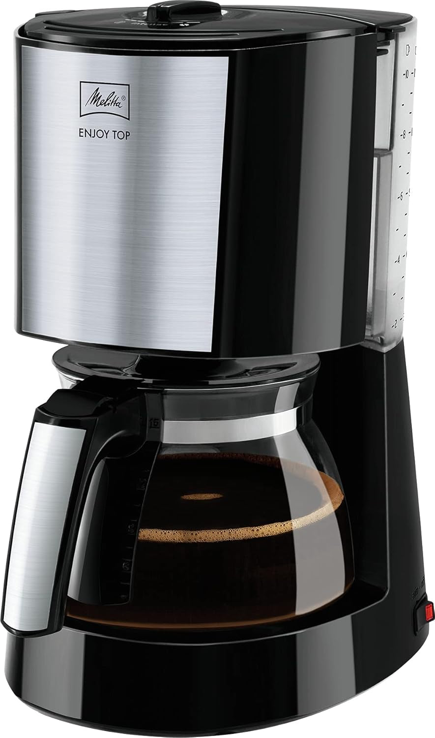 Melitta Enjoy Top Therm – Espressomaschine mit Filter und Thermokaraffe aus Edelstahl, für bis zu 10 Tassen Kaffee, Schwarz/Edelstahl