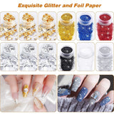 MELLIEX 45 Stück Nail Art Dekoration Zubehör Set, Nägel Pinsel Strasssteine ​​​​Glitzer Goldfolie Nageldesign Dotted Pen Streifenband Für Nagelkunst Maniküre Set