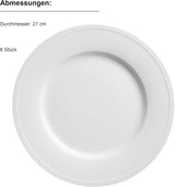 MÄSER Arlona 18-teiliges Porzellan-Geschirrset für 6 Personen, zeitlos und elegant, weiß