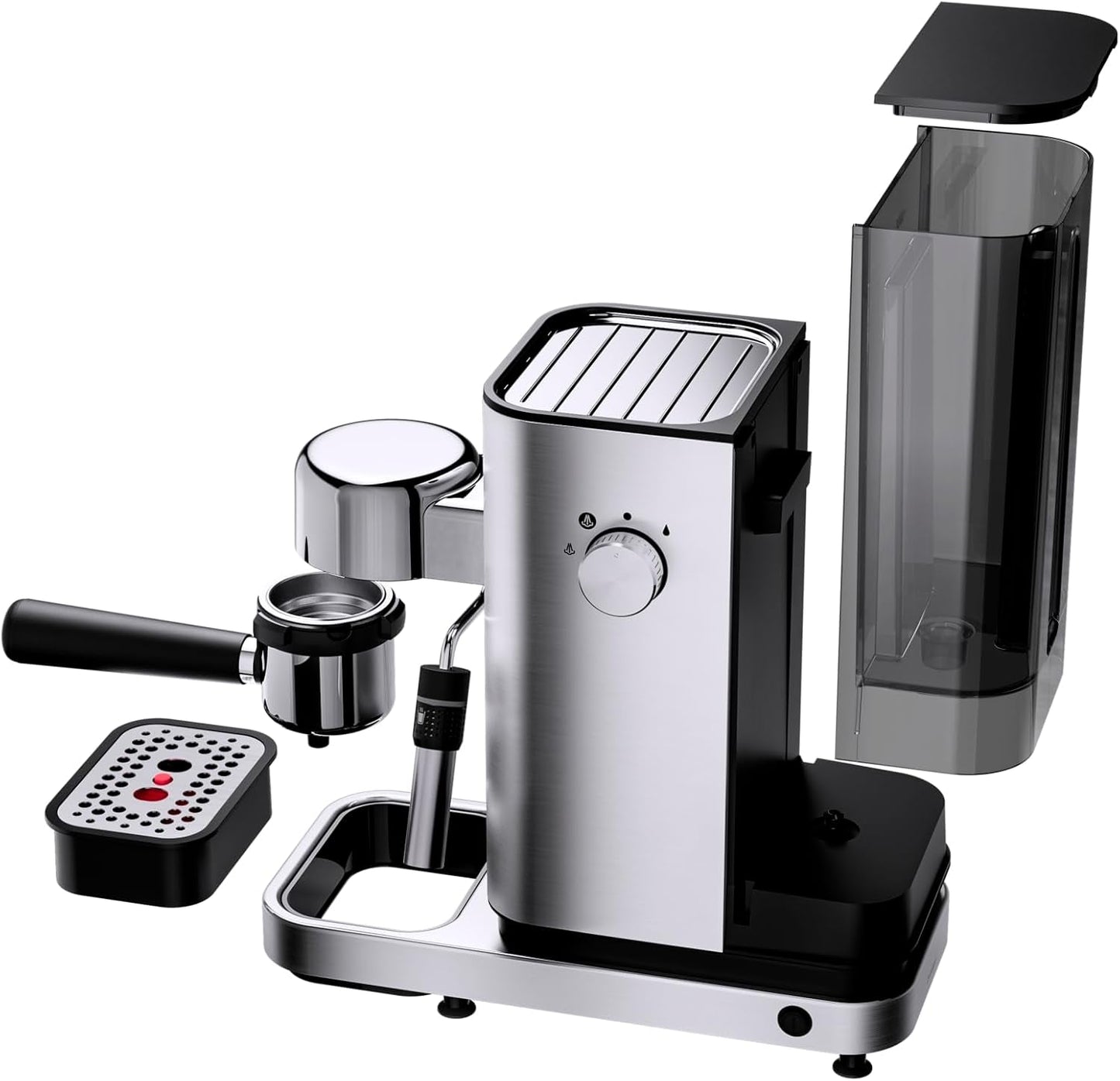 WMF Lumero Espressomaschine, Siebträger, 1400 Watt, Siebträger, 3 Einsätze, für 1-2 Espressotassen, auch für Kapseln, 15 bar, Tassenhalter, Milchaufschäumer, Edelstahl matt