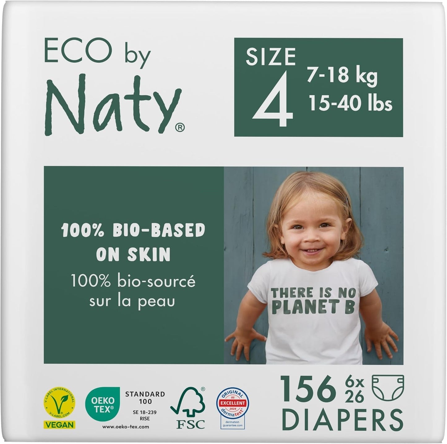 Eco Diapers Eco by Naty Baby Eco Diapers – hochwertige Bio-Windeln, umweltfreundlich, aus pflanzlichen Materialien, ideal für empfindliche Babyhaut (Größe 5 – 80 Stück)