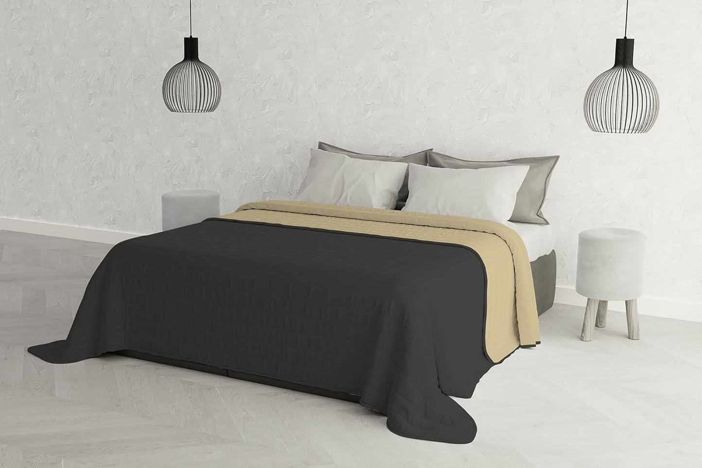 Italienische Bettwäsche Estivo Doppelbett, Mikrofaser, Kastanie/Grau, 260 x 270 cm Steppdecken und Steppdecken Naty Shop Kastanie/Grau