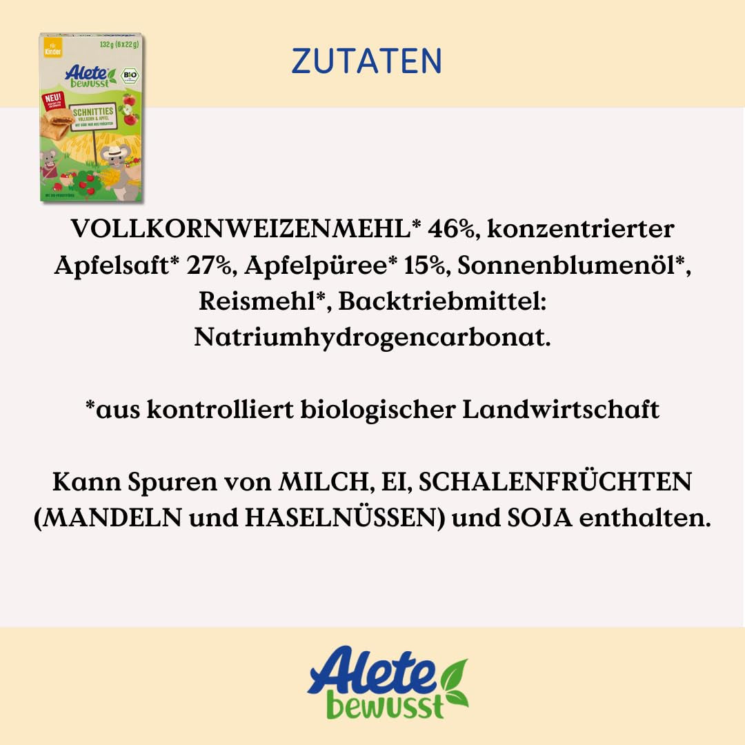 Alete Bio-Vollkorn-Apfelscheiben 8 x 132 g