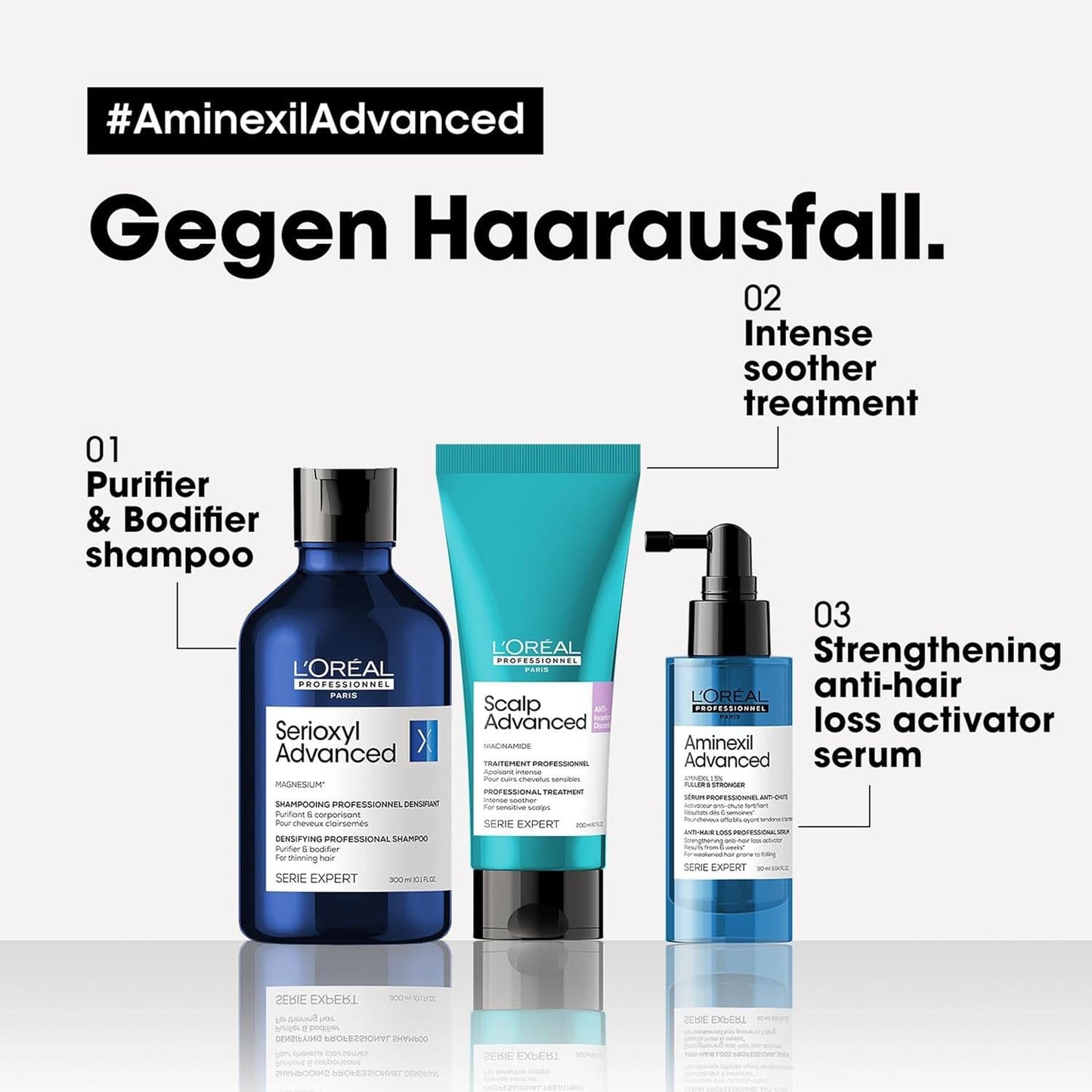 L'Oréal Professionnel Stärkendes Serum gegen Haarausfall, Für volleres und kräftigeres Haar, Aminexil Advanced Anti-Hair Loss Activator Serum, 90 ml Haarpflege Naty Shop