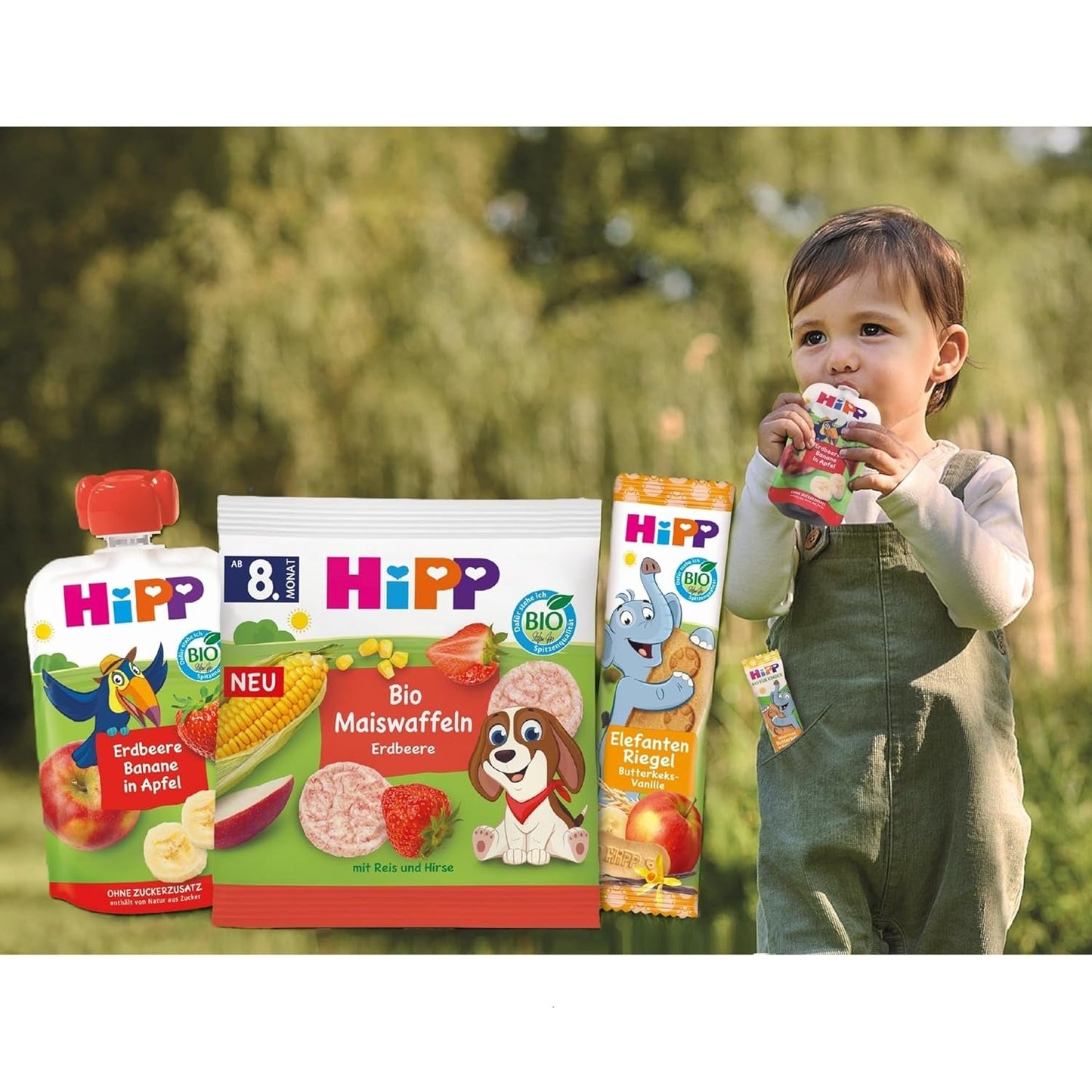 HiPP Leopard Riegel mit Joghurt und Kirschen in Banane (22 x 23g), ab 1 Jahr, nur mit Früchten gesüßt, in bester Bio-Qualität