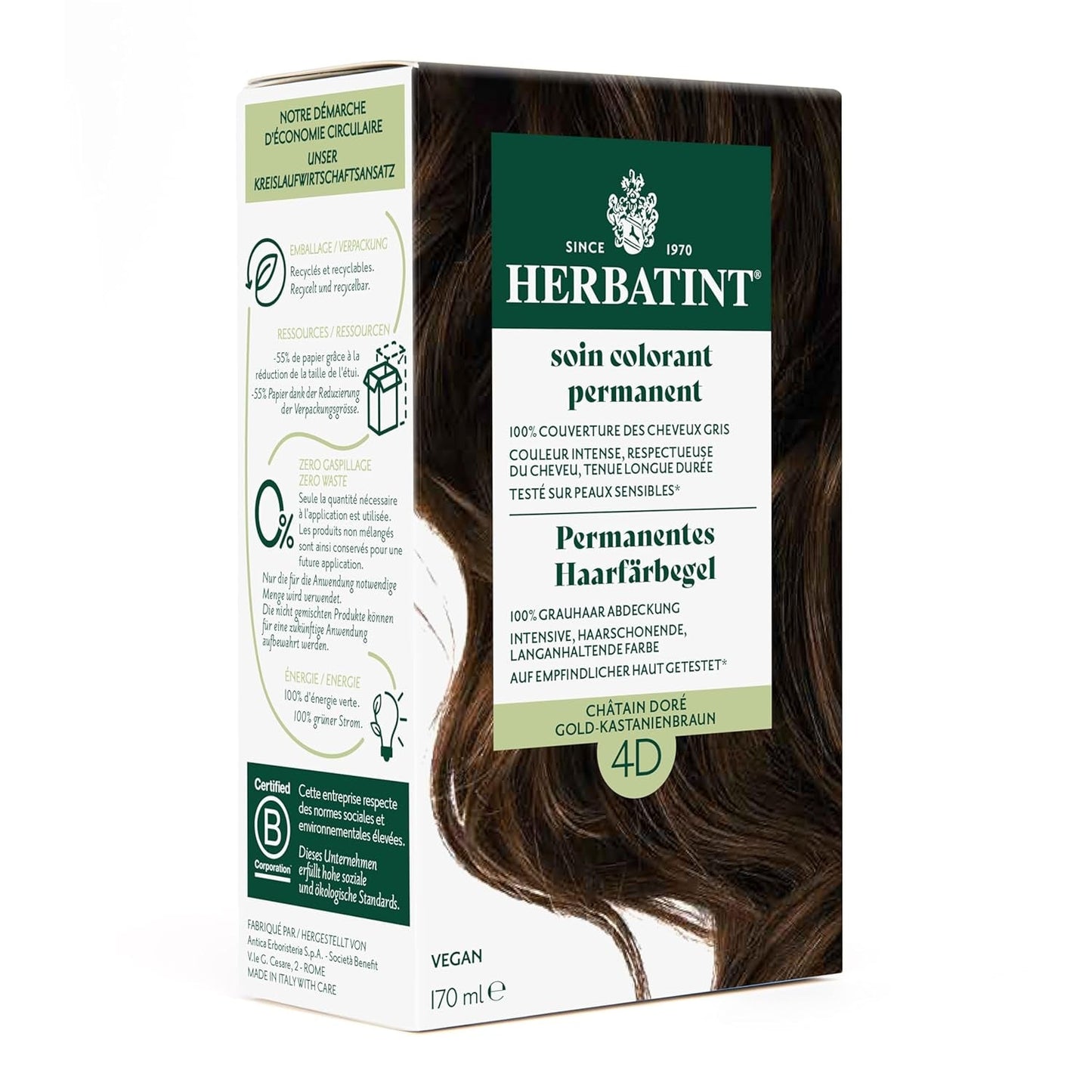 Permanentes Haarfärbegel 6N Dunkelblond – 170 ml I Ammoniakfrei, 100 % Abdeckung grauer Haare I Getestet auf empfindlicher Haut, mit 8 Pflanzenextrakten