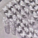 Aurora Muschel Schmetterling Nagelsticker Weiß Schmetterlinge Nail Sticker Gelee Relief Butterfly Nagelaufkleber Y2K Butterflies Nagel Sticker Nägel Nageldesign Nagel Zubehör Nail Art Sticker Nailart