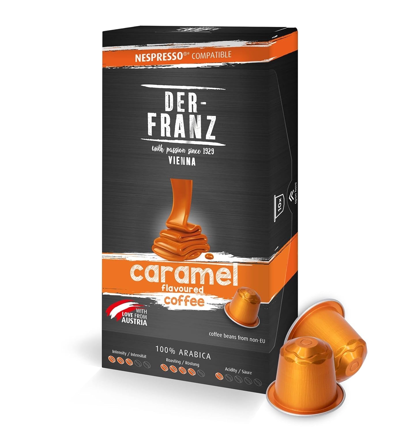 Nespresso-kompatible Kaffeekapseln, 1 x 10 Kapseln, Karamellaroma