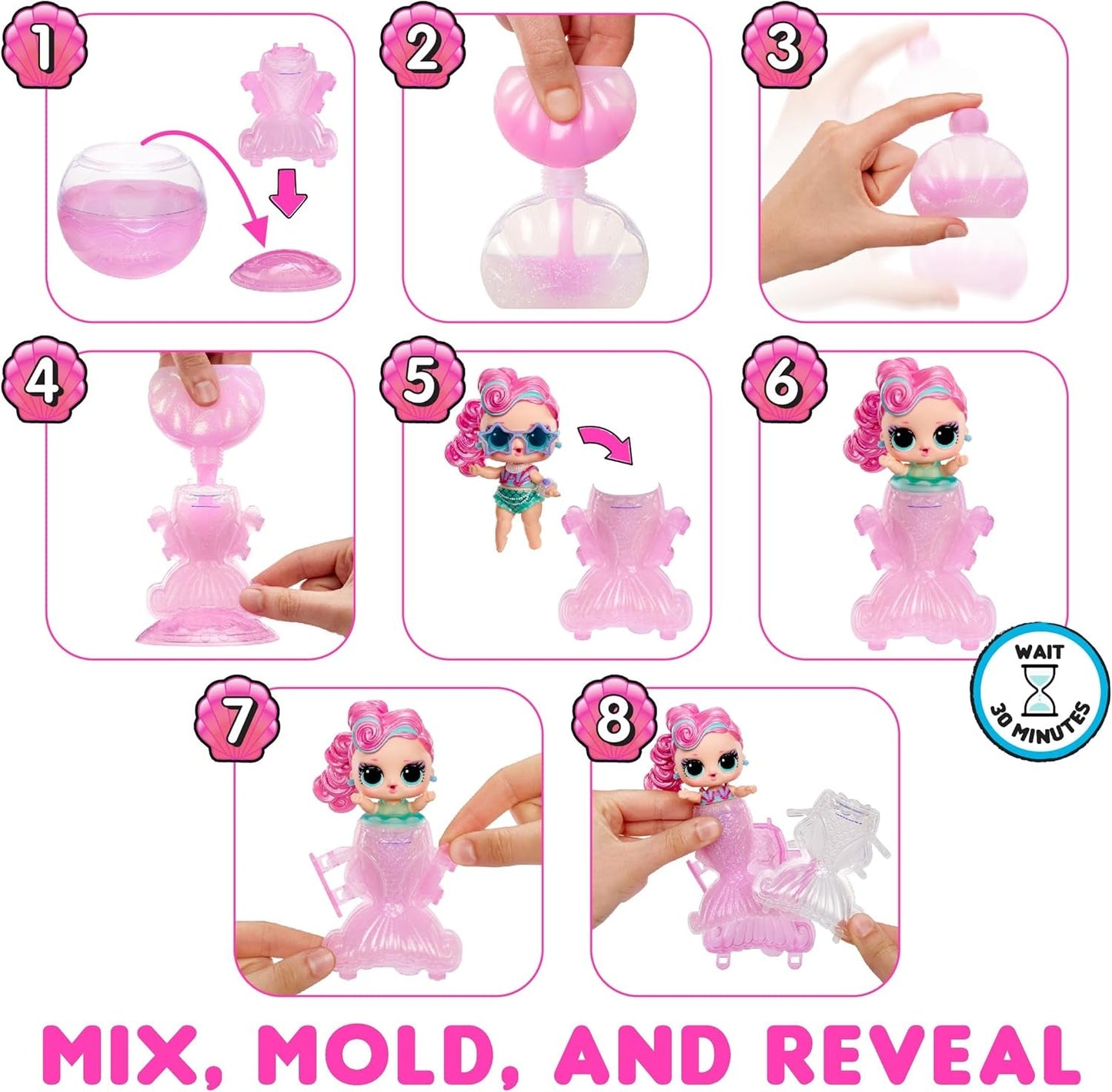 LOL Überraschung! Mermaids Tots – modische Mini-Puppen mit farbwechselnden Schwänzen – geeignet für Sammler, Mädchen und Jungen ab 4 Jahren