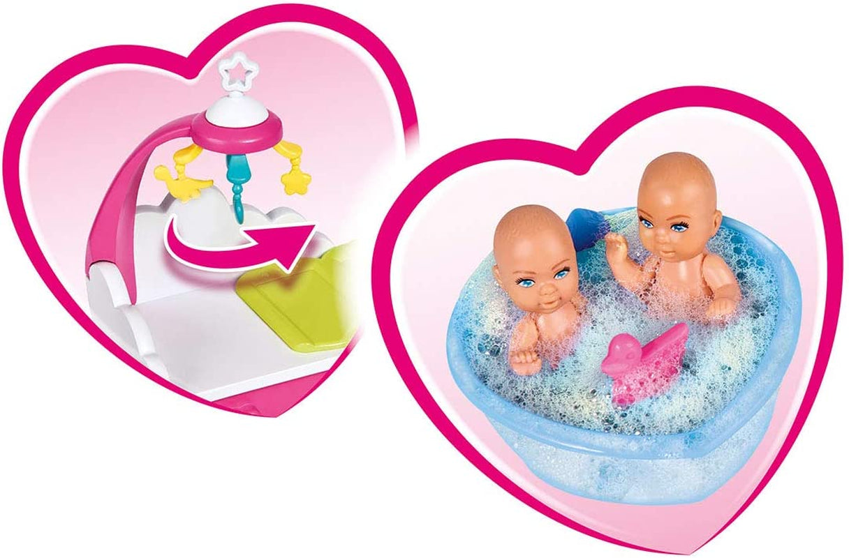 Simba 105733333 - Steffi Love Welcome Twins, Schwangere Puppe, Mit Zwillingen, Mit Wickeltisch und Badewanne, Zubehör, Anziehpuppe, 29 cm, Für Kinder ab 3 Jahren Dolls Naty Shop