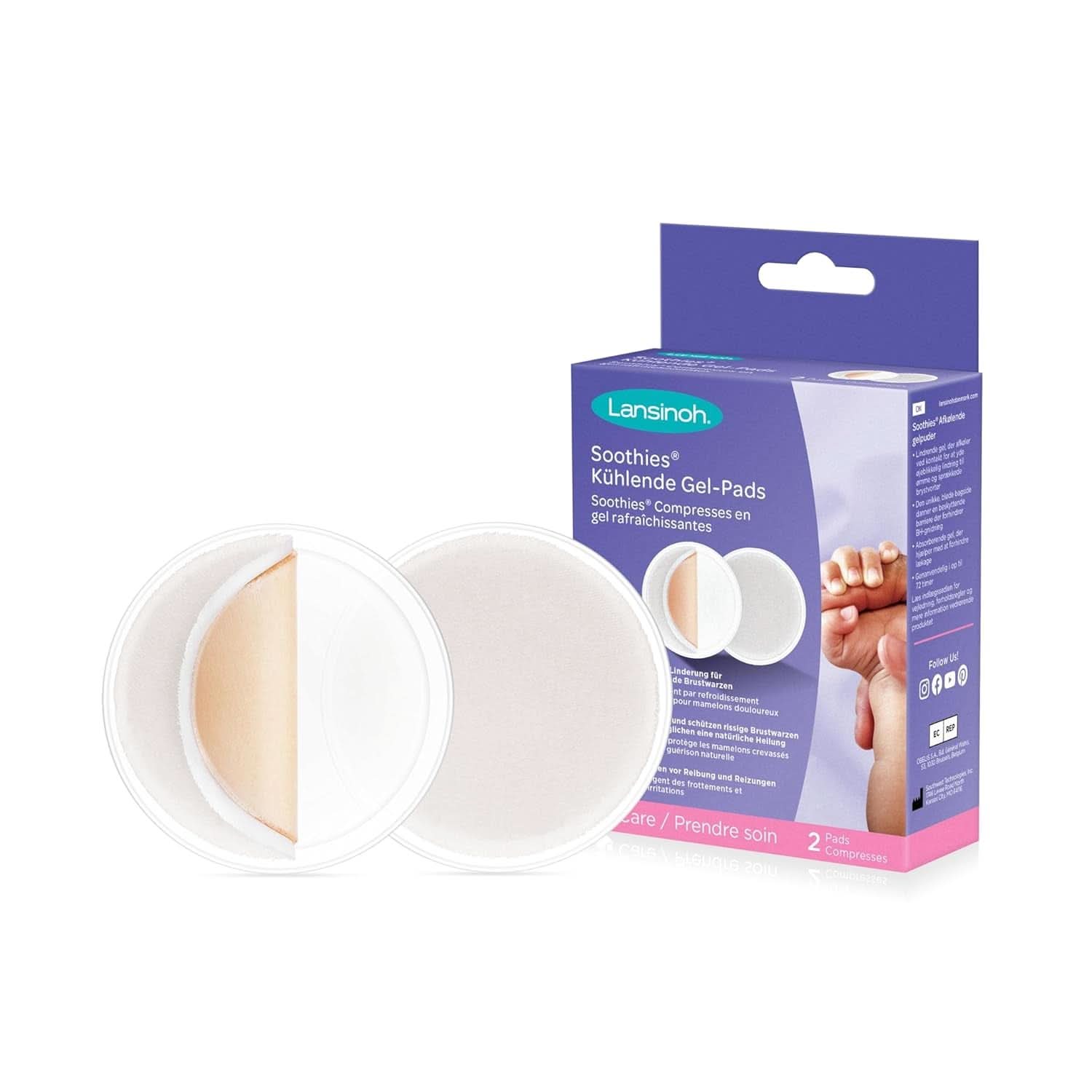 Lansinoh Soothies Kühlende Gel-Pads - 2 Stück - Beruhigen Und Schützen Schmerzende & Rissige Brustwarzen - Ermöglichen Natürliche Heilung, Damit Mütter Weiter Stillen Können Zubehör Lebensmittel und Stillen Bebe Naty Shop