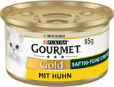 Gourmet Gold Succulent Fine Strips, Nassfutter für Katzen mit Huhn, 12er Pack (12 x 85 g)